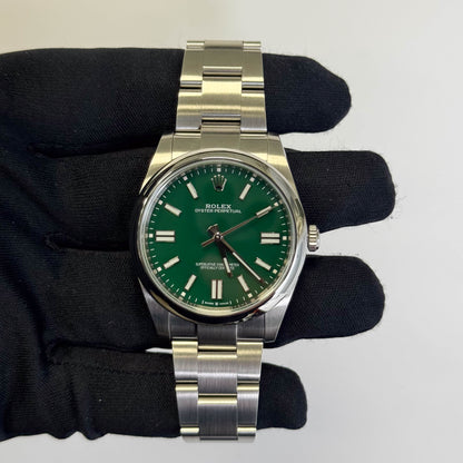 Rolex Oyster Perpetual 41mm Green Dial Watch Ref# 124300