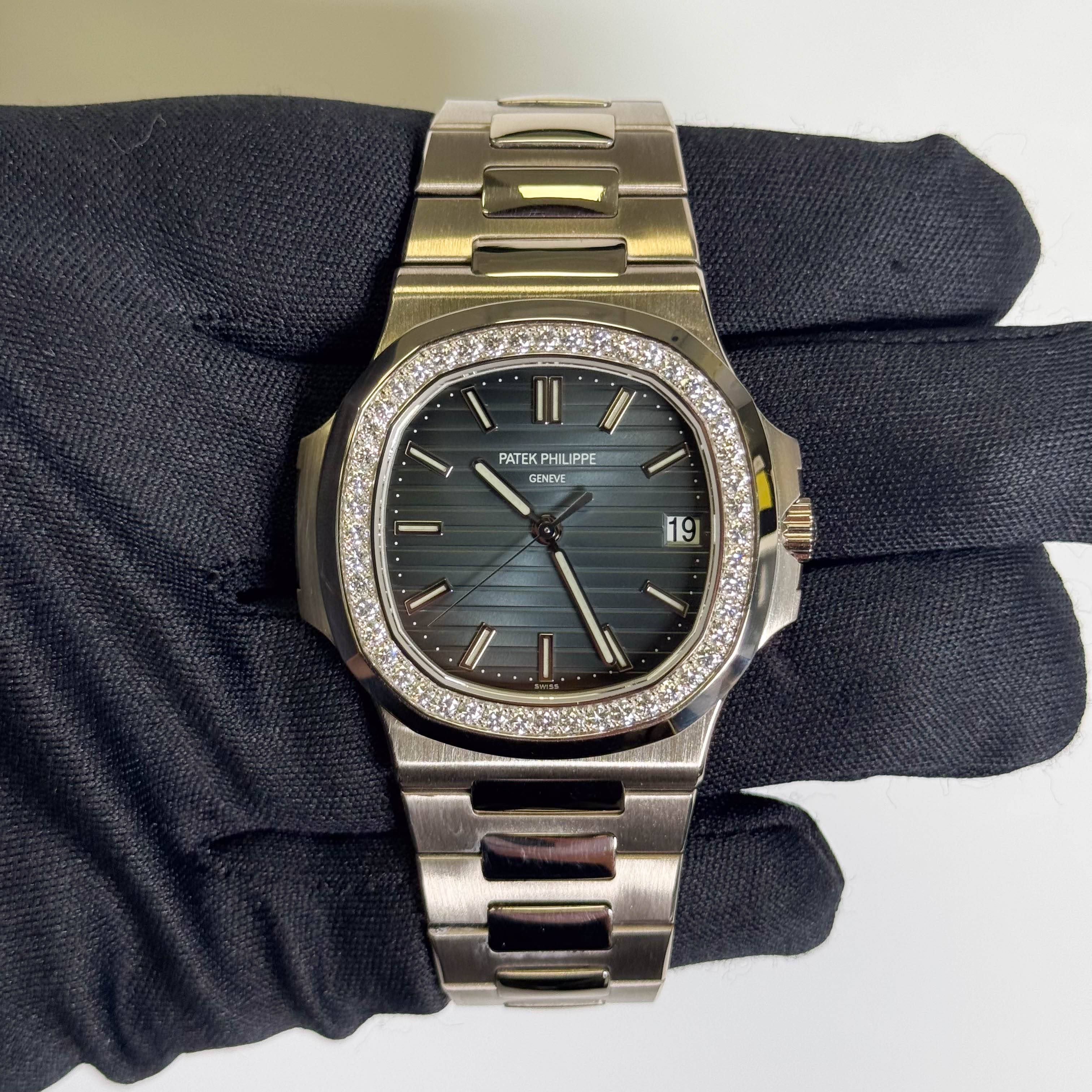 Patek Philippe Nautilus 40mm Blue Dial Watch Ref# 5713/1G-001 - Happy Jewelers Fine Jewelry Lifetime Warranty