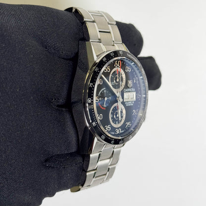 Tag Heuer Mens Carrera Day Date Stainless Steel 43mm Chronograph Dial Watch Ref# CV2A10 - Happy Jewelers Fine Jewelry Lifetime Warranty
