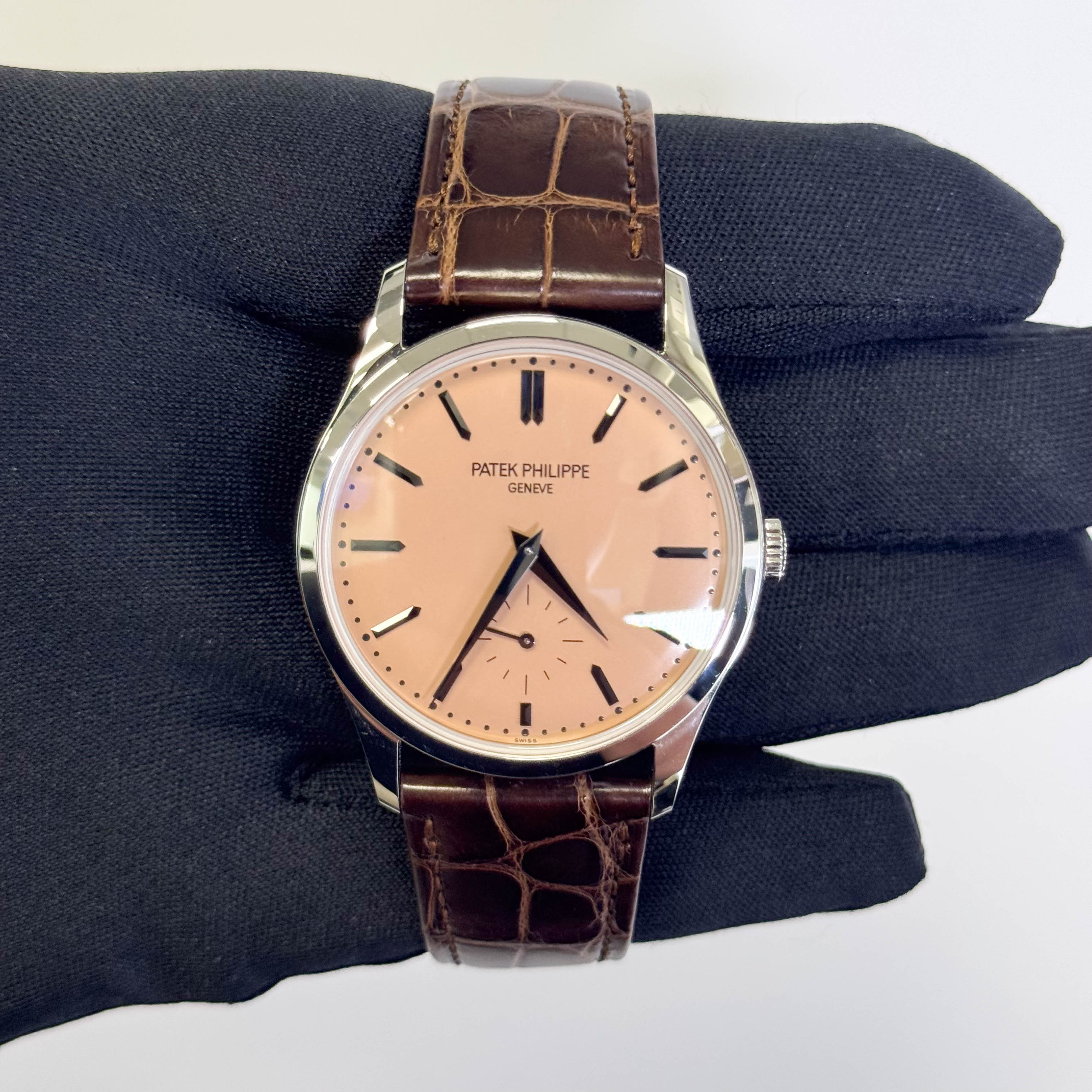 Patek Philippe Calatrava 38mm Salmon Dial Watch Ref# 6196P-001