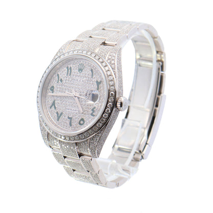 Rolex Datejust Stainless Steel 41mm Custom Diamond Pave Dial w/ Arabic Hour Marker Watch Reference #: 126300 - Happy Jewelers Fine Jewelry Lifetime Warranty
