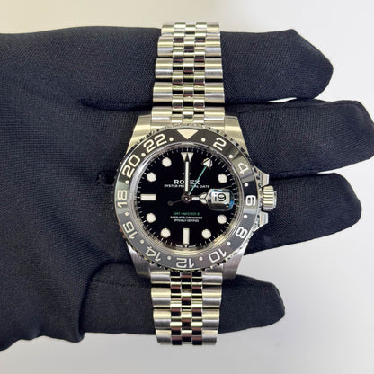 Rolex GMT Master II 40mm Black Dial Watch Ref# 126710GRNR