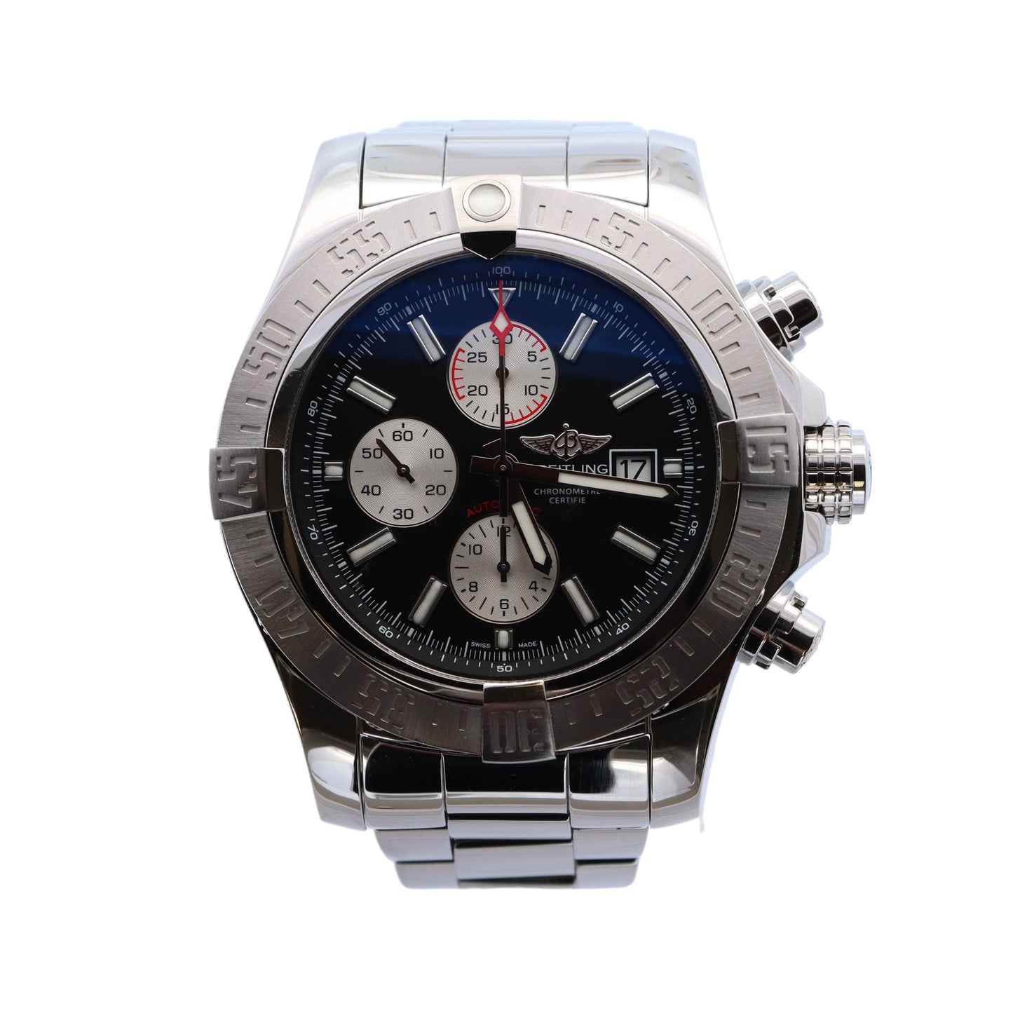 Breitling Super Avenger II Stainless Steel 48mm Black Chronograph Dial Watch Reference #: A13371 - Happy Jewelers Fine Jewelry Lifetime Warranty