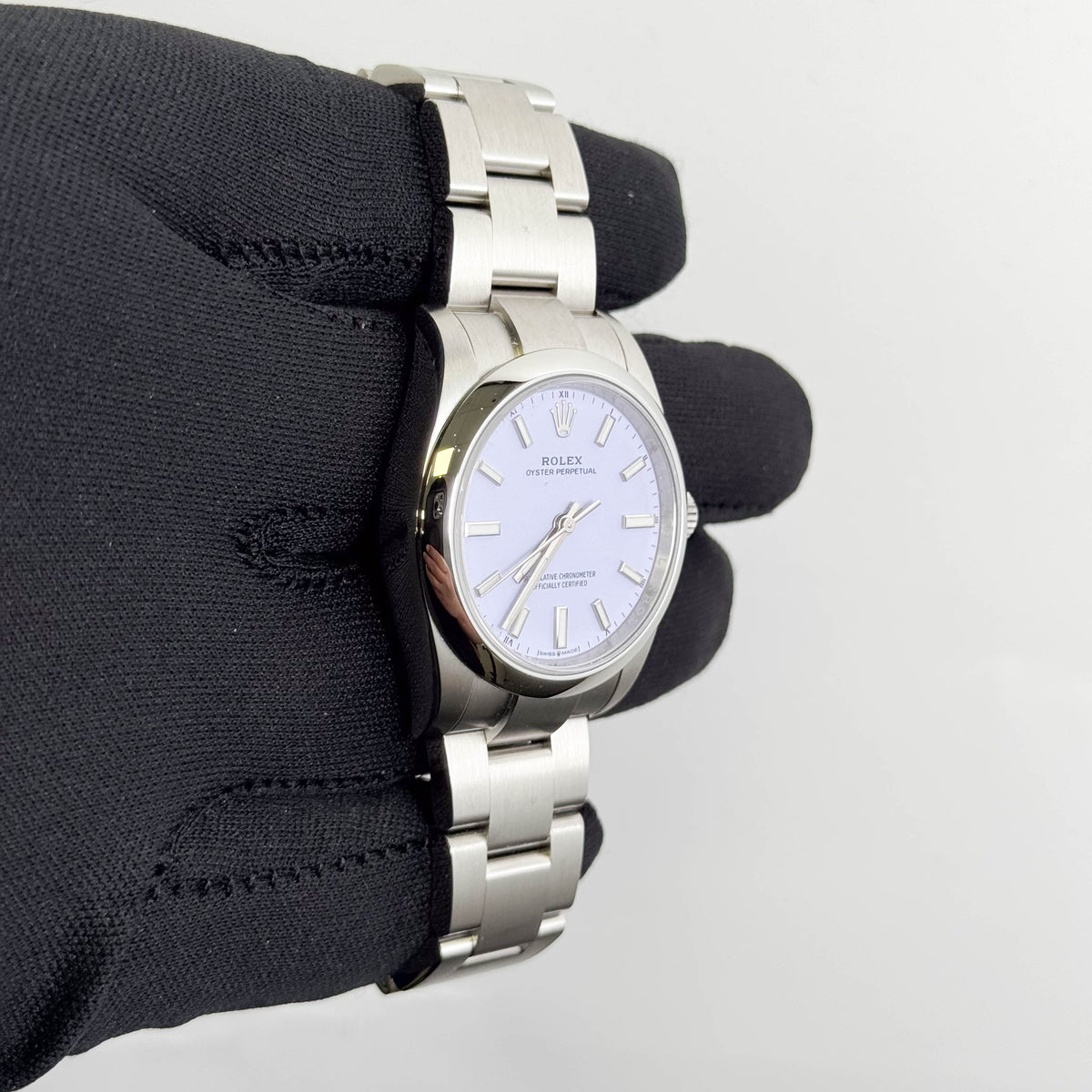 Rolex Oyster Perpetual 34mm Lavender Dial Watch Ref# 124200