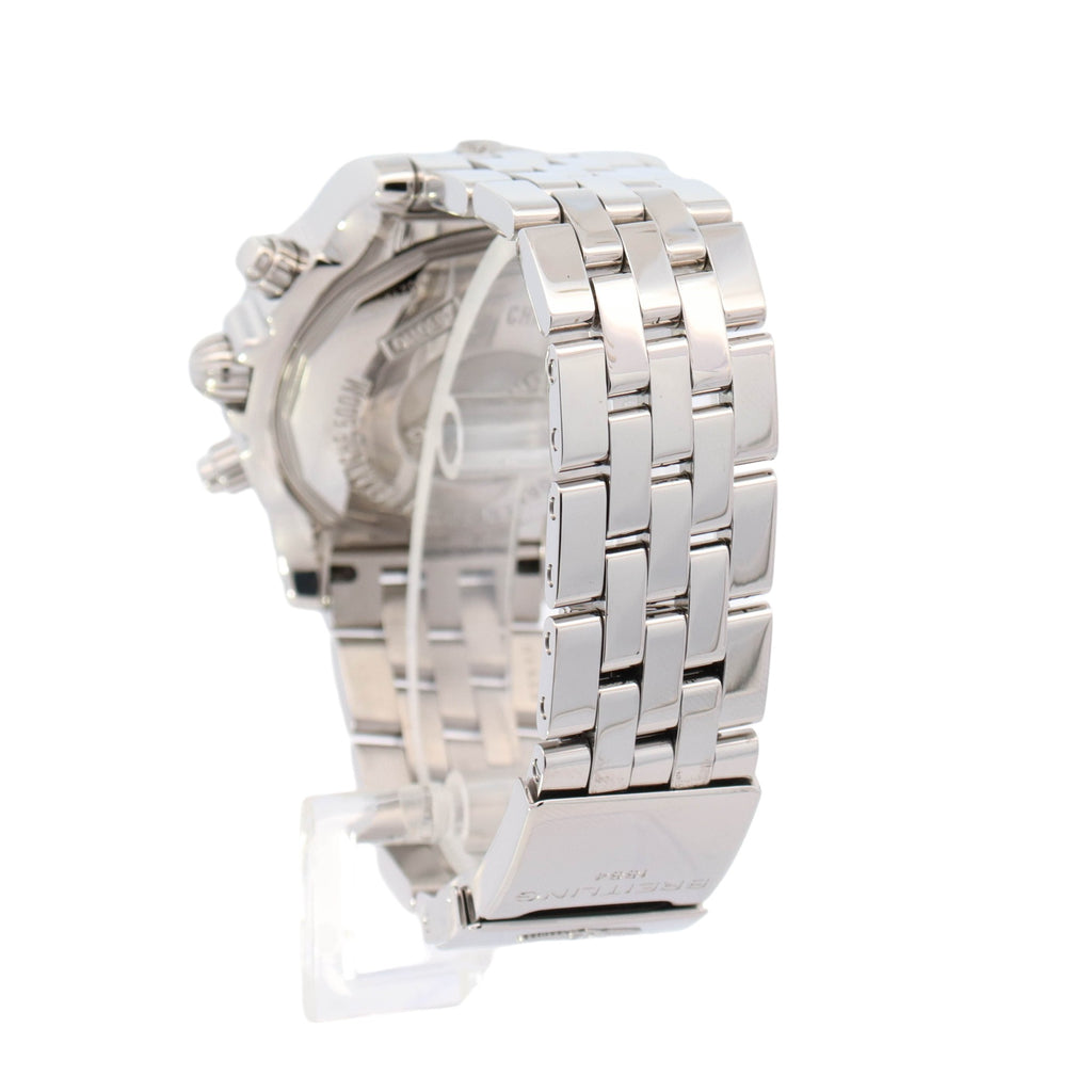 Breitling Chronomat Stainless Steel 44mm Blue Chronograph Stick Dial Watch Ref#  AB0110 - Happy Jewelers Fine Jewelry Lifetime Warranty