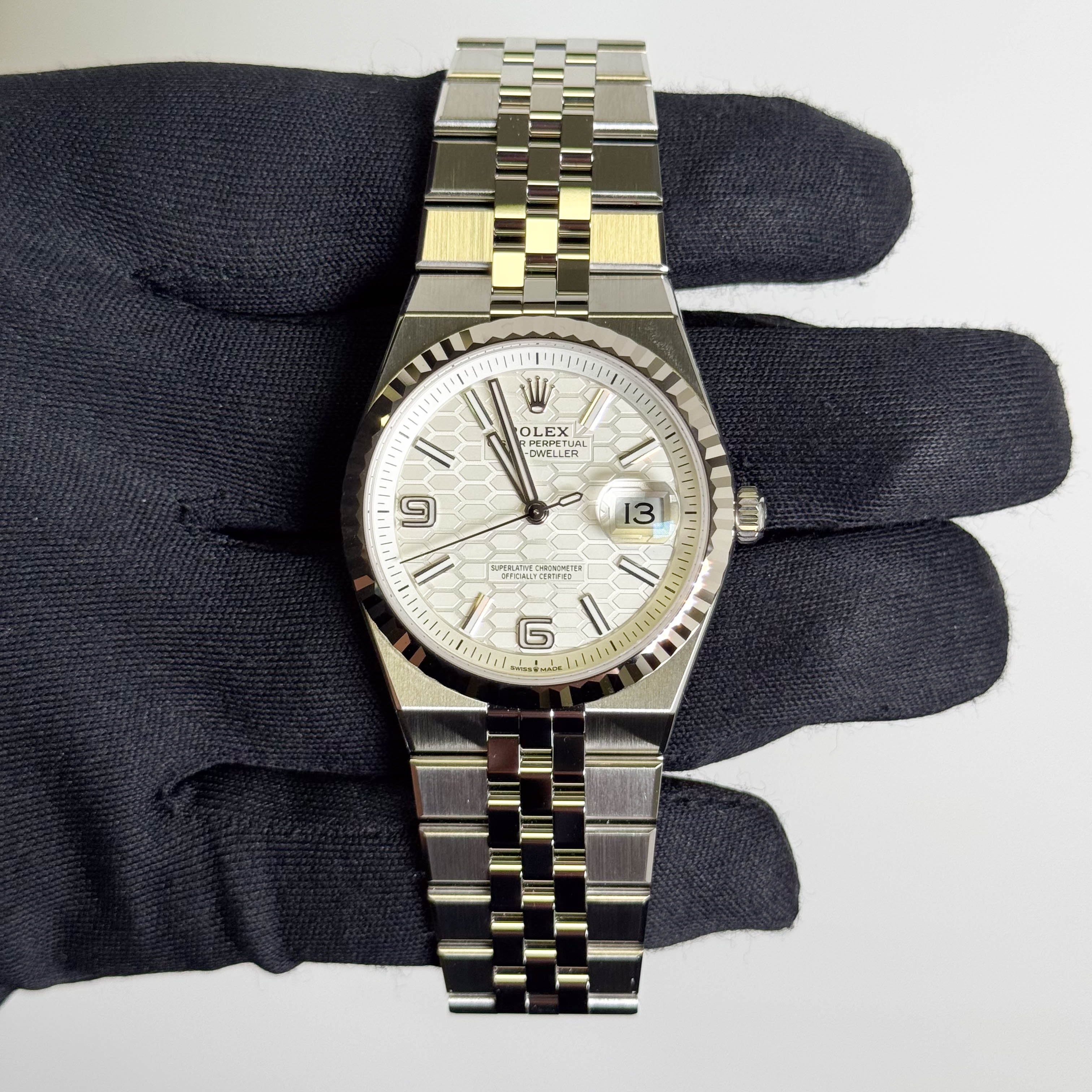 Rolex Land-Dweller 36mm White Honeycomb Dial Watch Ref# 127234