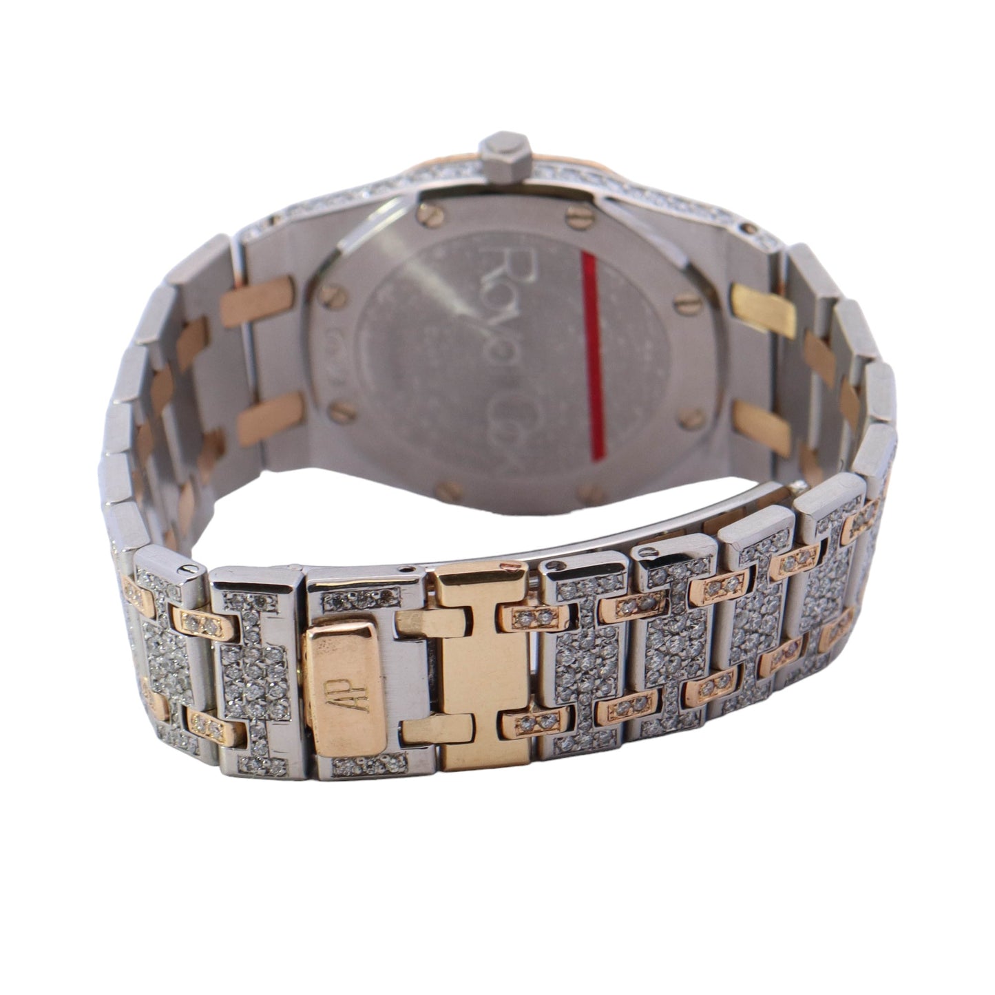 Audemars Piguet Royal Oak Two Tone 33mm Custom Iced Out White Stick Dial Watch Ref#  563036SA - Happy Jewelers Fine Jewelry Lifetime Warranty