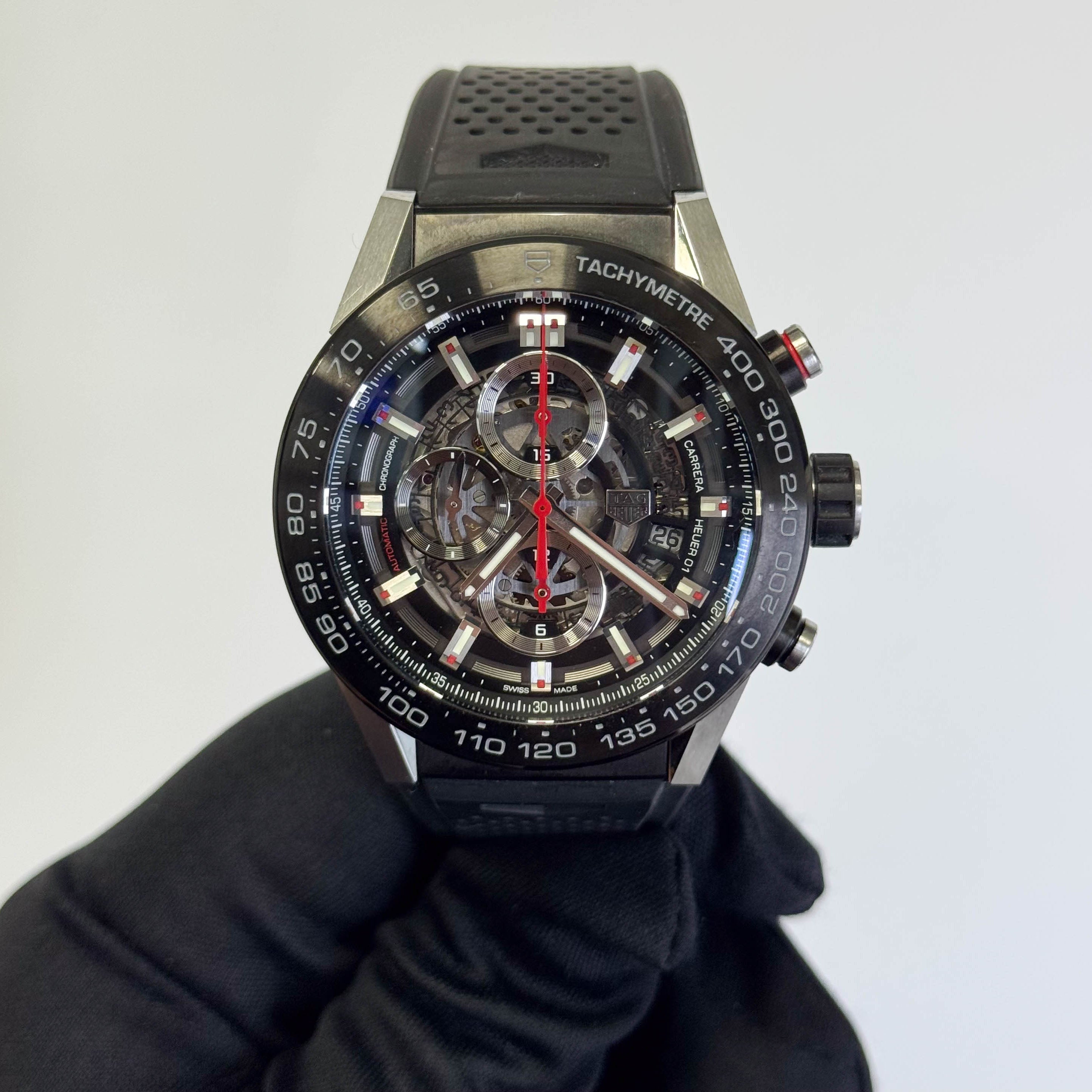 Tag Heuer Carrera Calibre HEUER 01 45mm Skeletonized Dial Watch Ref# CAR2A1Z.FT6044 - Happy Jewelers Fine Jewelry Lifetime Warranty