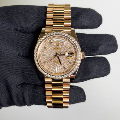 Rolex Day-Date 40mm Pave Dial Watch Ref# 228345RBR
