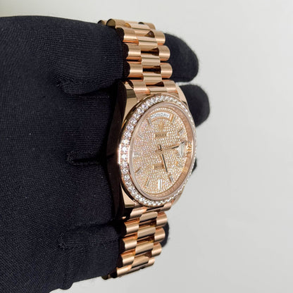 Rolex Day-Date 40mm Pave Dial Watch Ref# 228345RBR