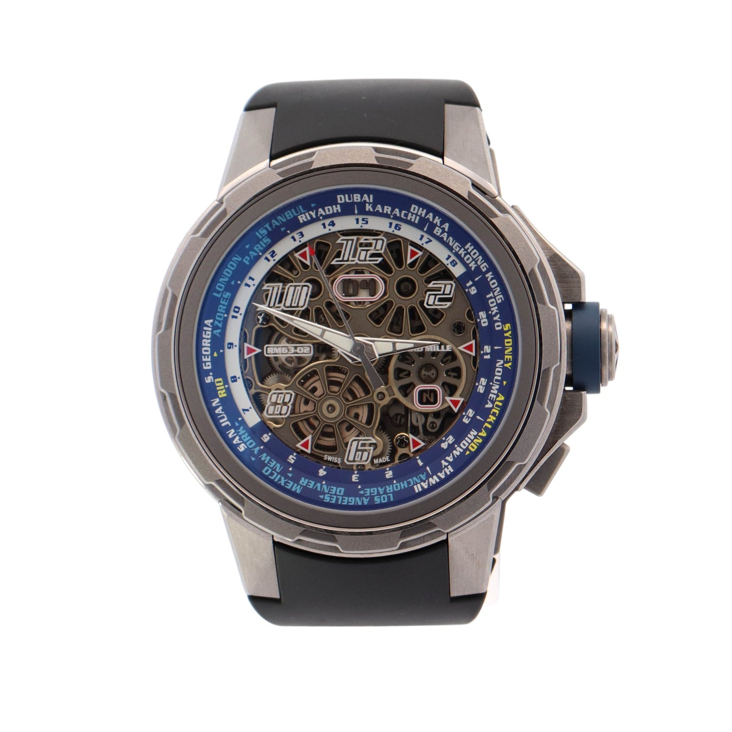 Richard Mille World Timer Titanium 47mm Skeleton Dial Watch Reference #: RM63-02 - Happy Jewelers Fine Jewelry Lifetime Warranty