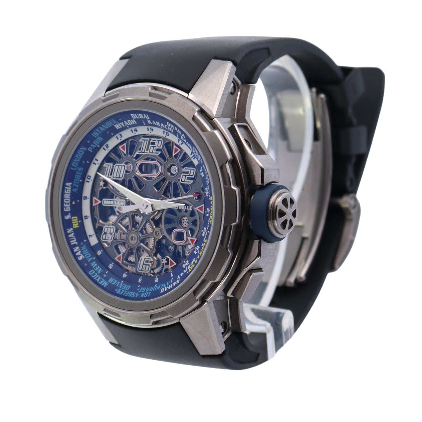 Richard Mille World Timer Titanium 47mm Skeleton Dial Watch Reference #: RM63-02 - Happy Jewelers Fine Jewelry Lifetime Warranty