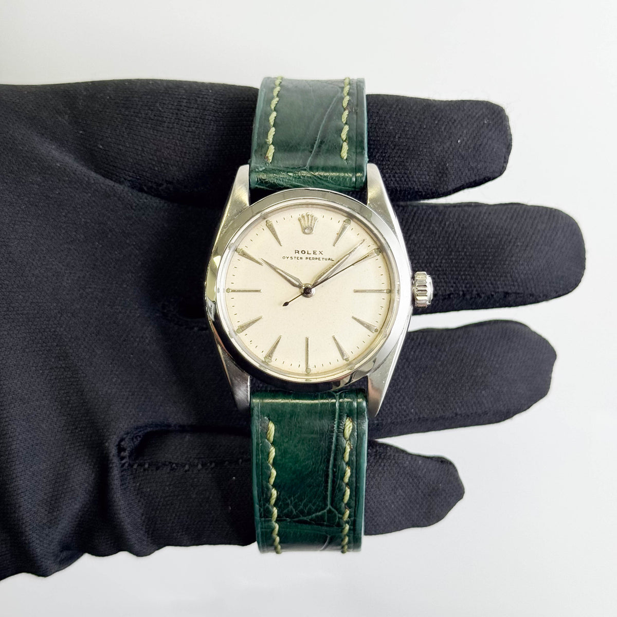 Rolex Oyster Perpetual 34mm White Dial Watch Ref# 5504