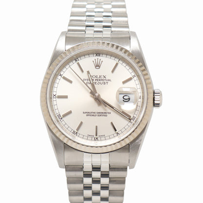 Rolex Datejust Stainless Steel 36mm Silver Stick Dial Watch Reference# 16234 - Happy Jewelers Fine Jewelry Lifetime Warranty