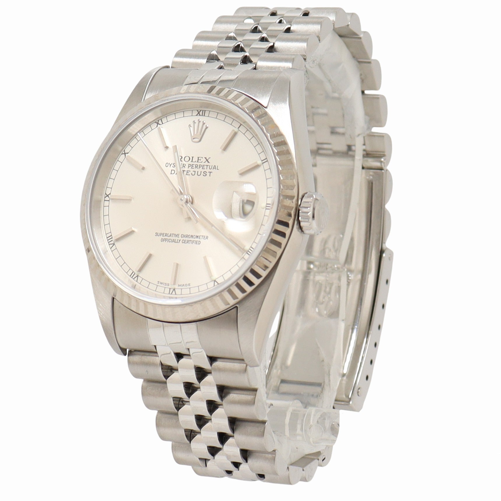 Rolex Datejust Stainless Steel 36mm Silver Stick Dial Watch Reference# 16234 - Happy Jewelers Fine Jewelry Lifetime Warranty