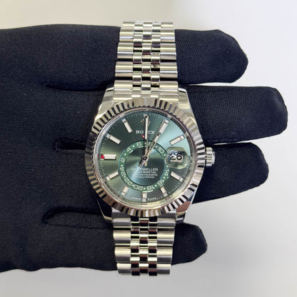 Rolex Sky-Dweller 42mm Green Dial Watch Ref# 336934