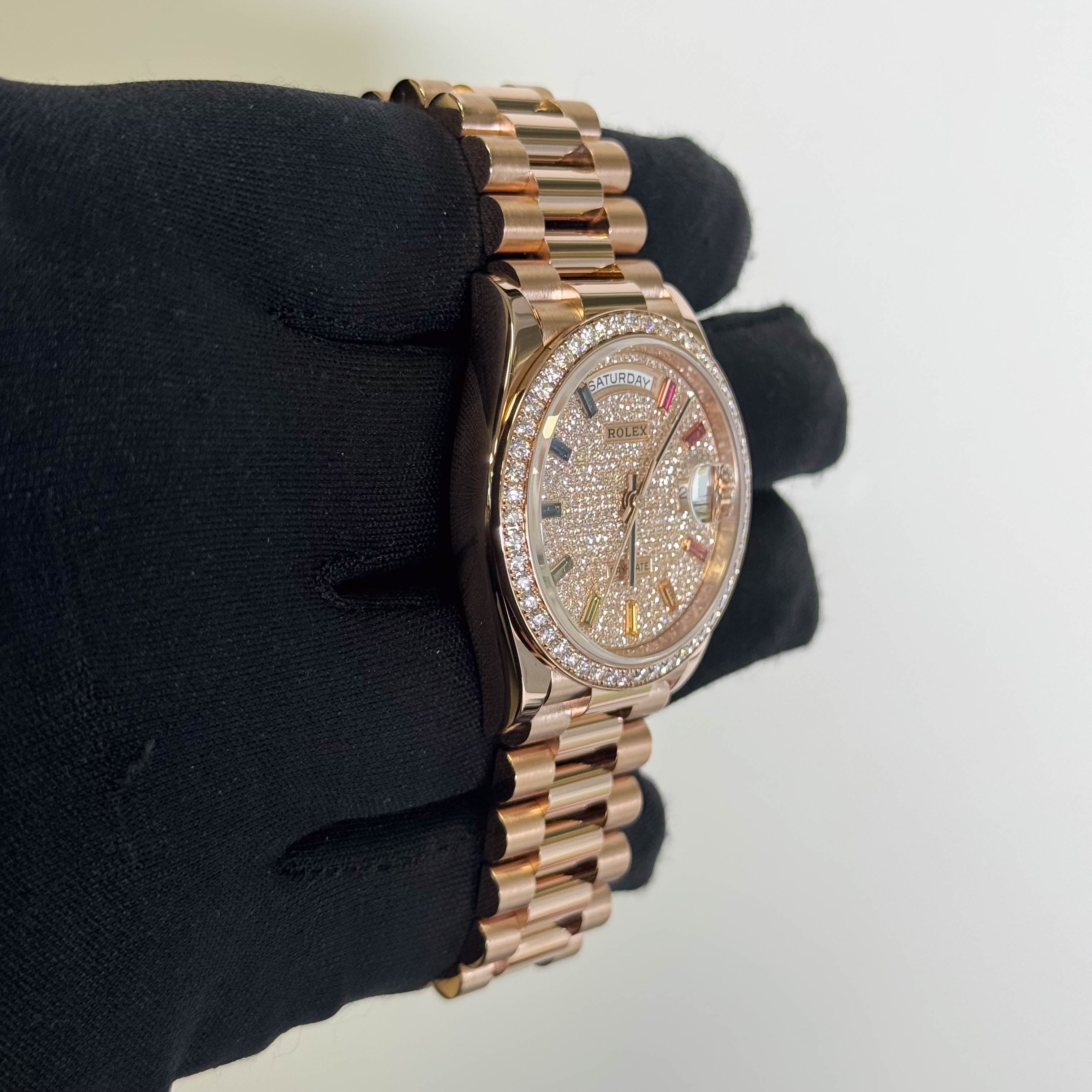 Rolex Day-Date 36mm Iced Out Dial Watch Ref# 128348RBR – Happy