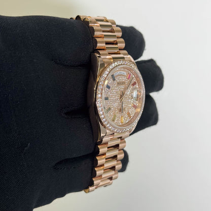Rolex Day-Date 36mm Iced Out Dial Watch Ref# 128348RBR
