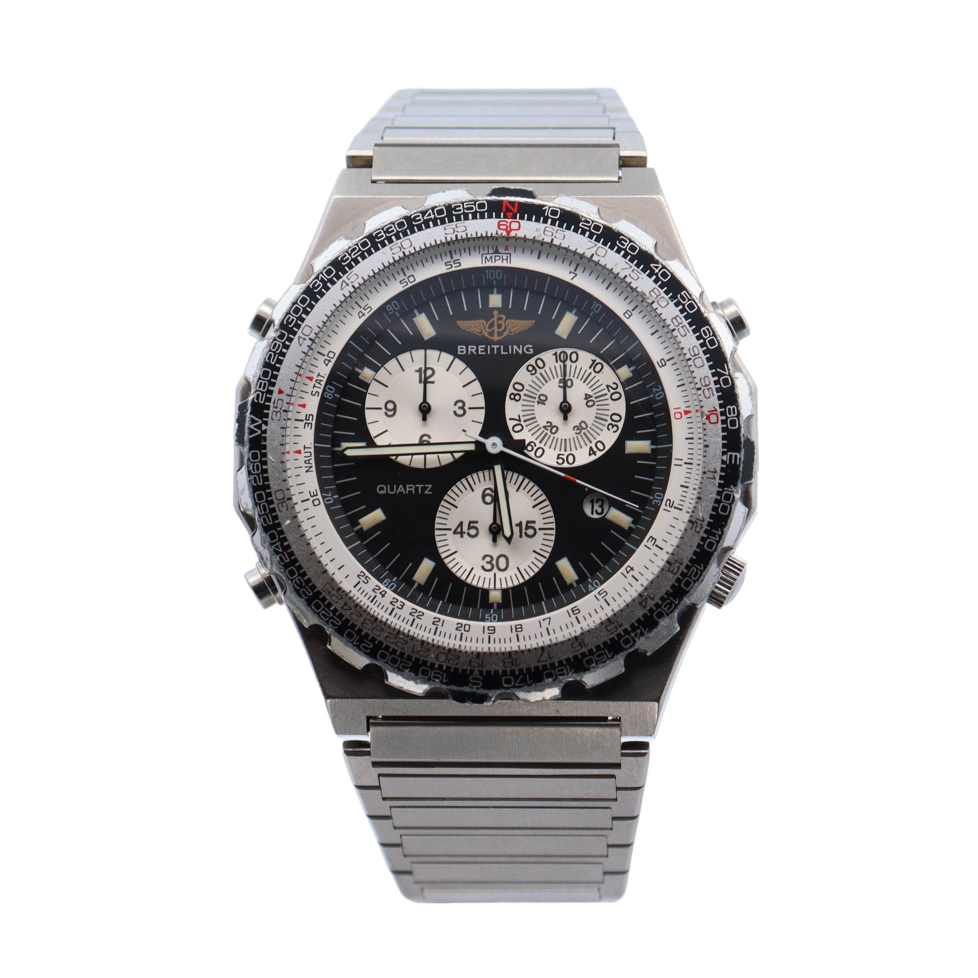 Breitling Jupiter Pilot 42mm Stainlesss Steel Black Chronograph Dial Watch Reference #  80975 - Happy Jewelers Fine Jewelry Lifetime Warranty