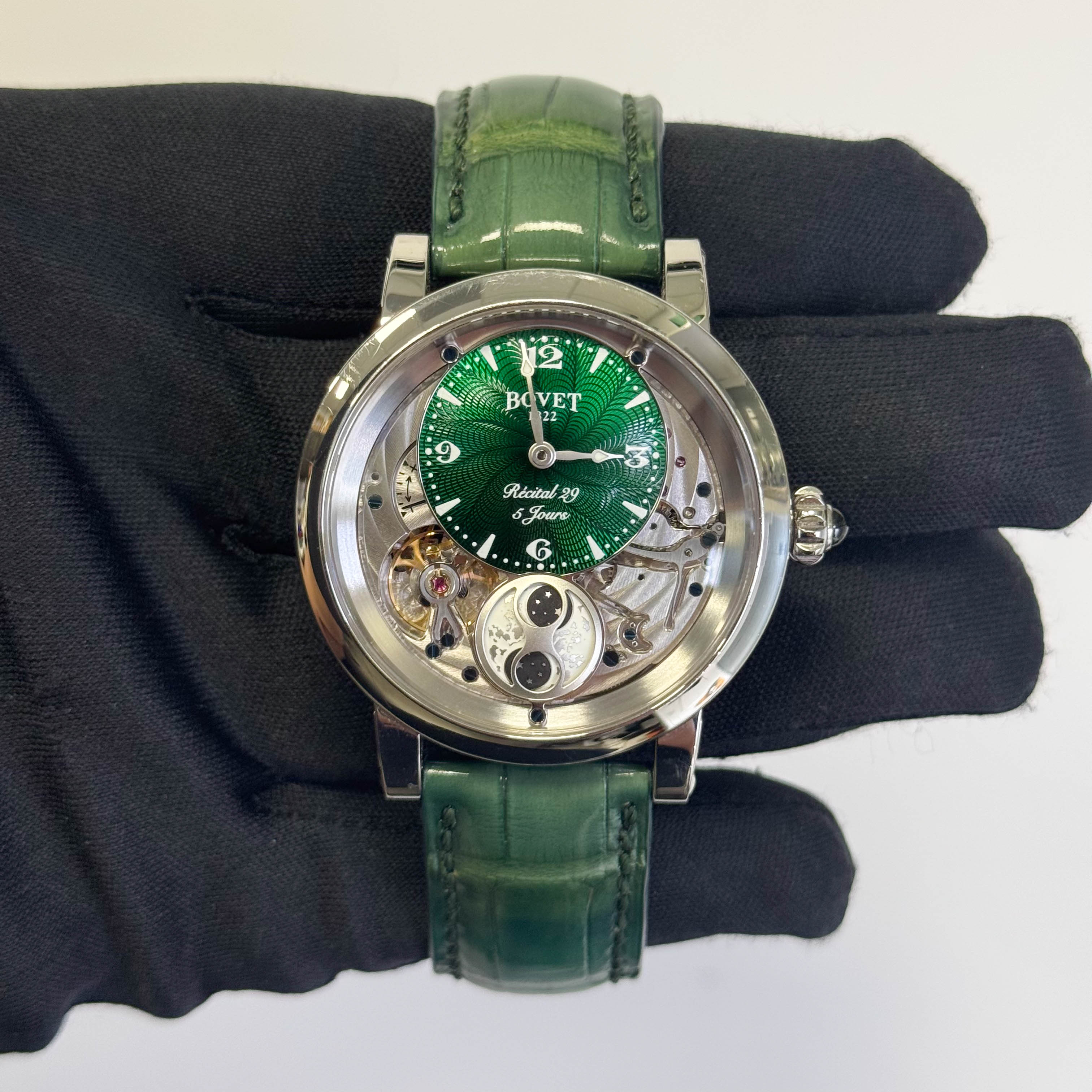Bovet Rectical 28 42mm Green Skeleton Dial Watch Ref# R290001