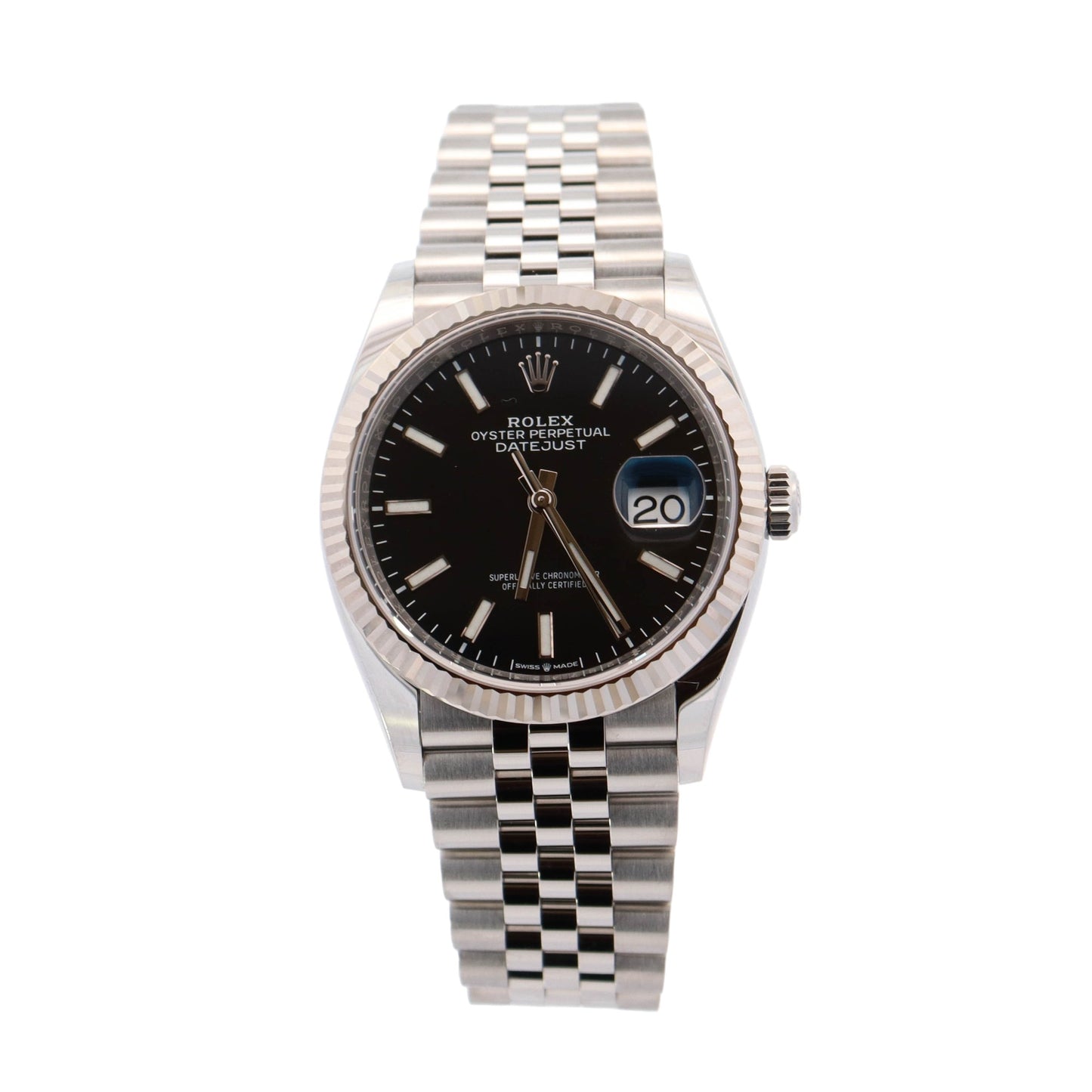 Rolex Datejust Stainless Steel 36mm Black Stick Dial Watch Reference #: 126234 - Happy Jewelers Fine Jewelry Lifetime Warranty