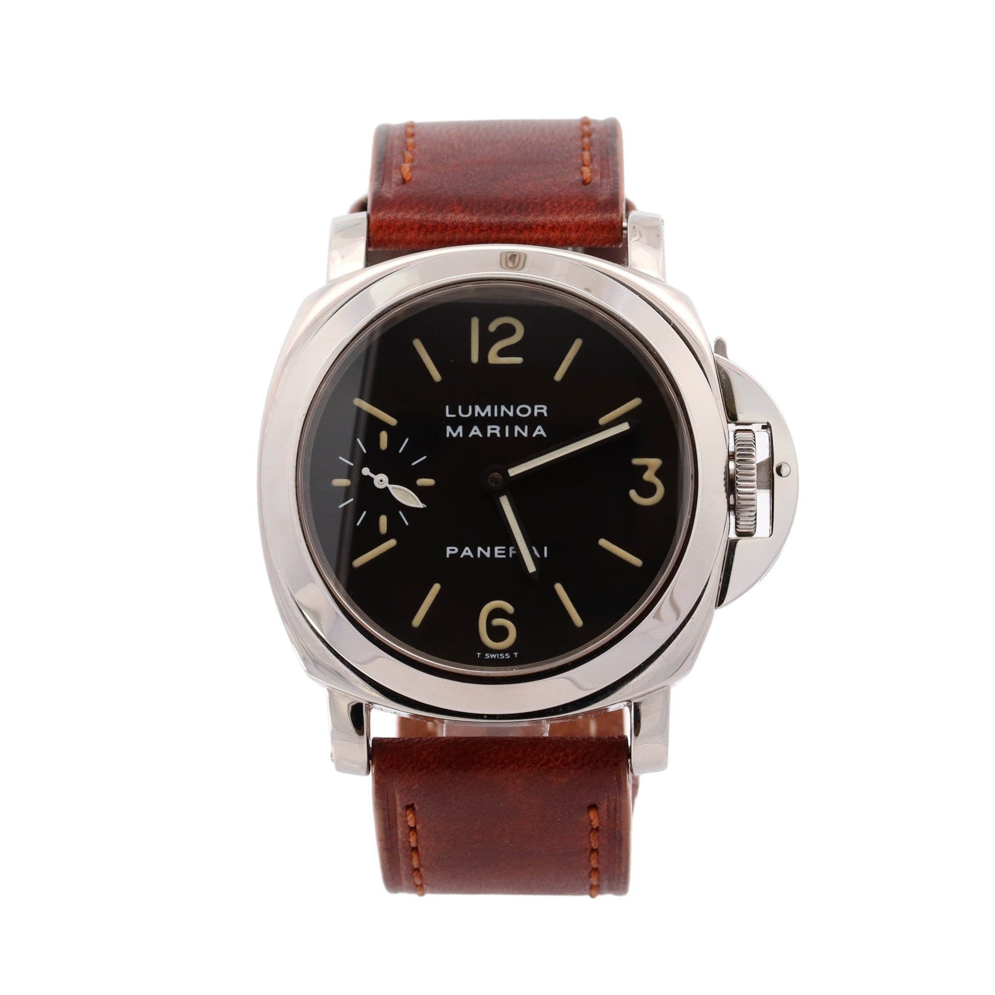 Panerai Luminor Marina Stainless Steel 44mm Black Roman & Stick Dial Watch Reference #: PAM00411 - Happy Jewelers Fine Jewelry Lifetime Warranty