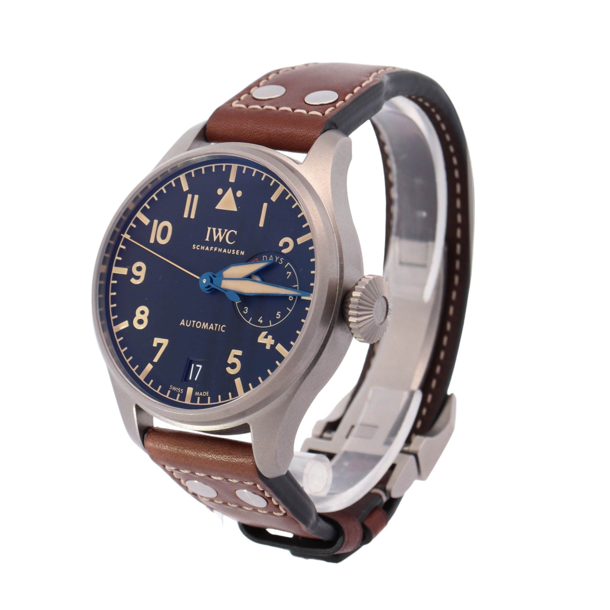 IWC Mens Big Pilot Titanium 46mm Black Arabic Numeral Dial Watch Reference# IW501004 - Happy Jewelers Fine Jewelry Lifetime Warranty