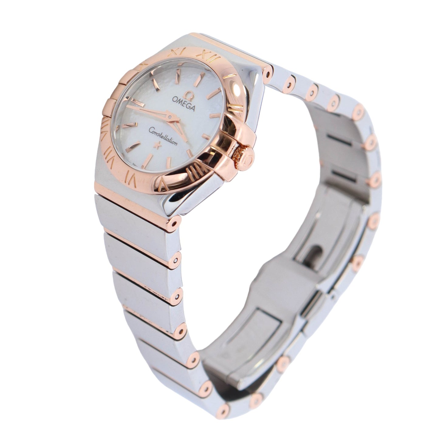 Omega Constellation Two Tone Yellow Gold & Steel 24mm White Mother Of Pearl Dial Watch  Ref# 123.20.24.60.55.001 - Happy Jewelers Fine Jewelry Lifetime Warranty