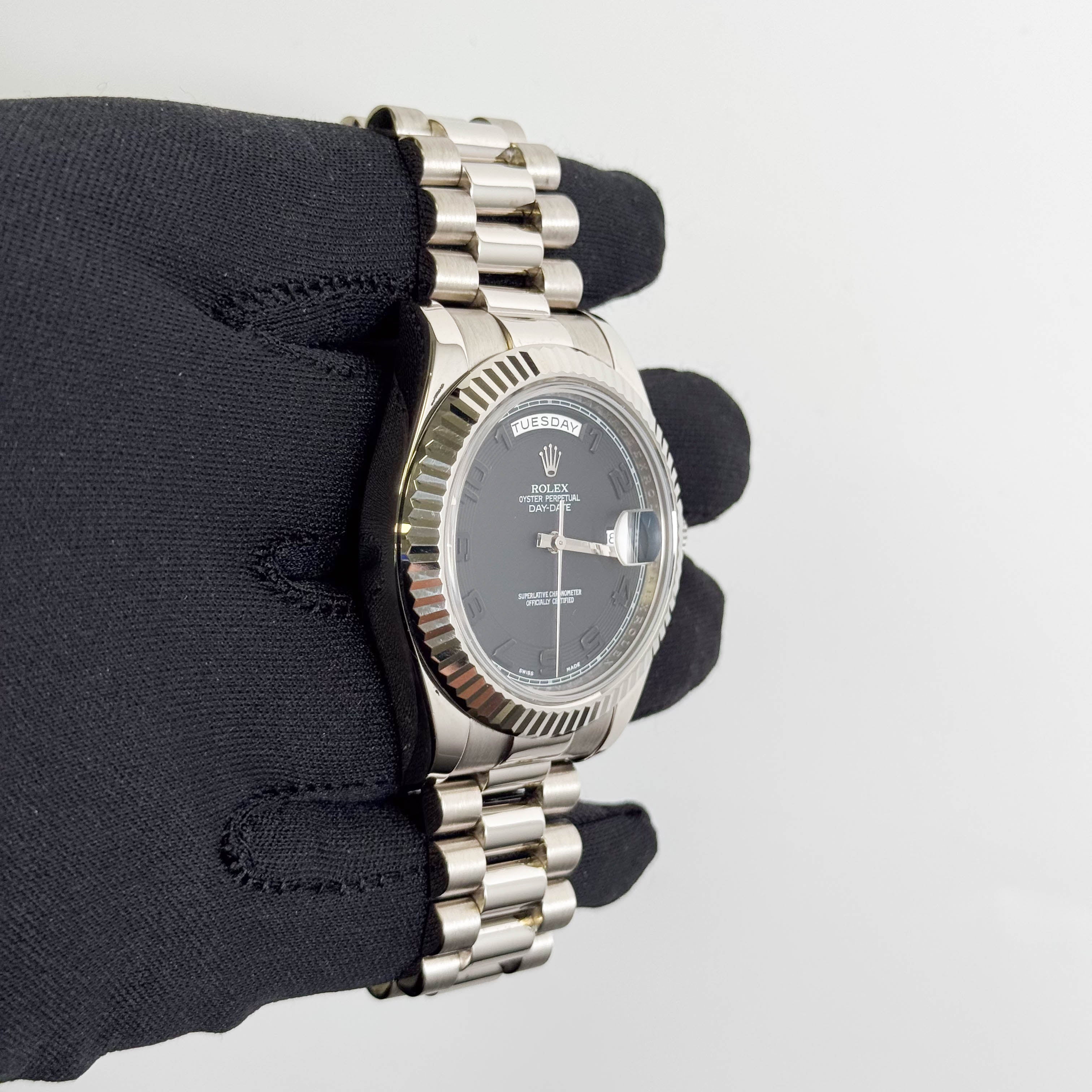 Rolex Day-Date II 41mm Black Dial Watch Ref# 218239 – Happy Jewelers