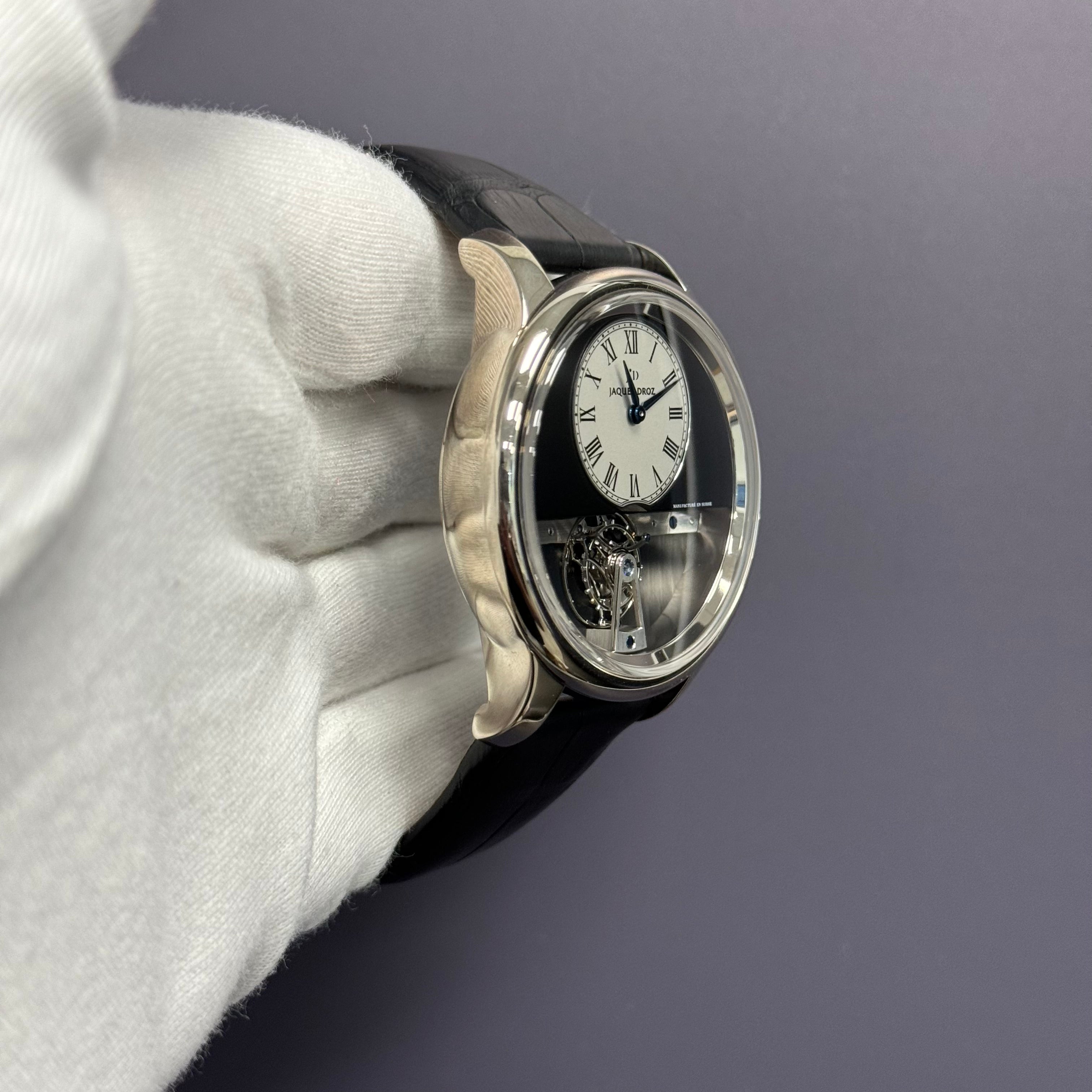 Jaquet Droz La Chaux-De-Fonds 43mm White Gold Black Dial Ref# J023034201 - Happy Jewelers Fine Jewelry Lifetime Warranty