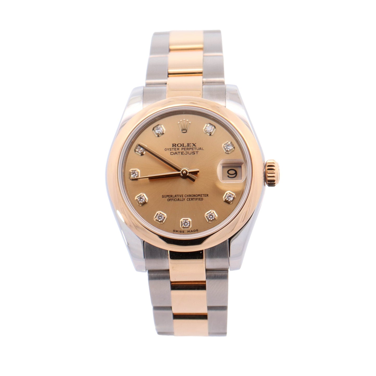 Rolex Datejust Two Tone Yellow Gold & Steel Champagne Diamond Dial Watch Reference #: 278243 - Happy Jewelers Fine Jewelry Lifetime Warranty