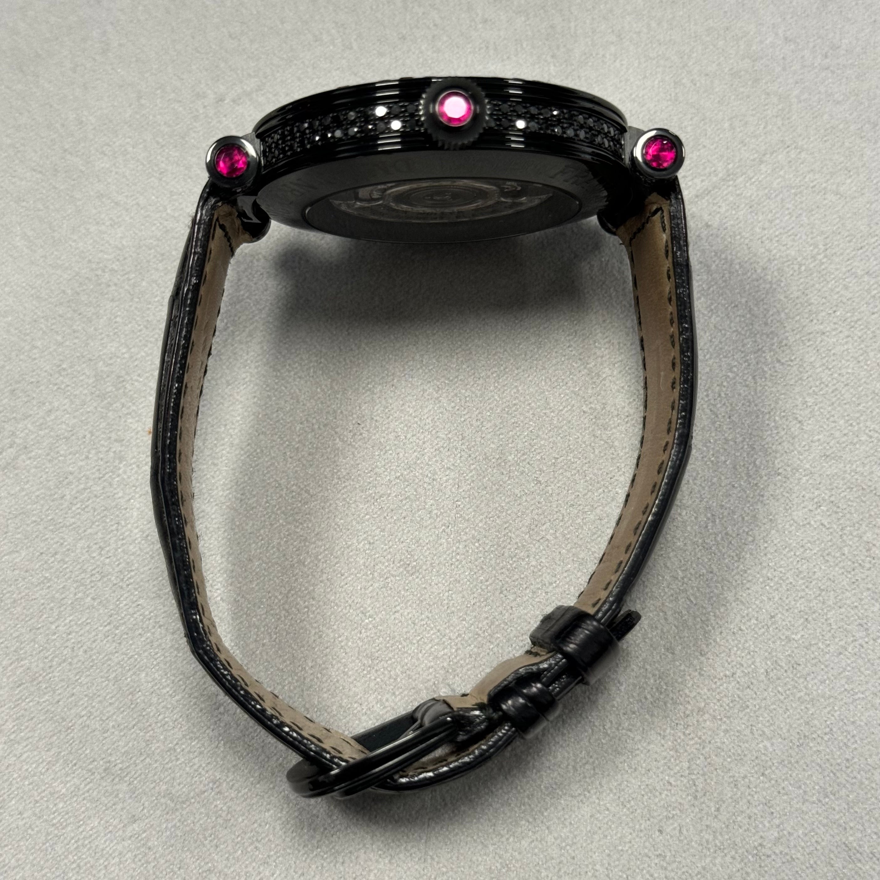 Franck Muller Double Mystery 42mm Coated White Gold Factory Pave Set Dial Ref# DM42NRD2RCD - Happy Jewelers Fine Jewelry Lifetime Warranty