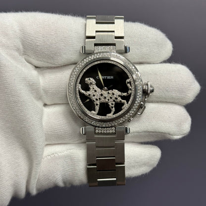 Cartier Pasha 35mm Stainless Steel Custom Panther Dial Ref# 2324 - Happy Jewelers Fine Jewelry Lifetime Warranty