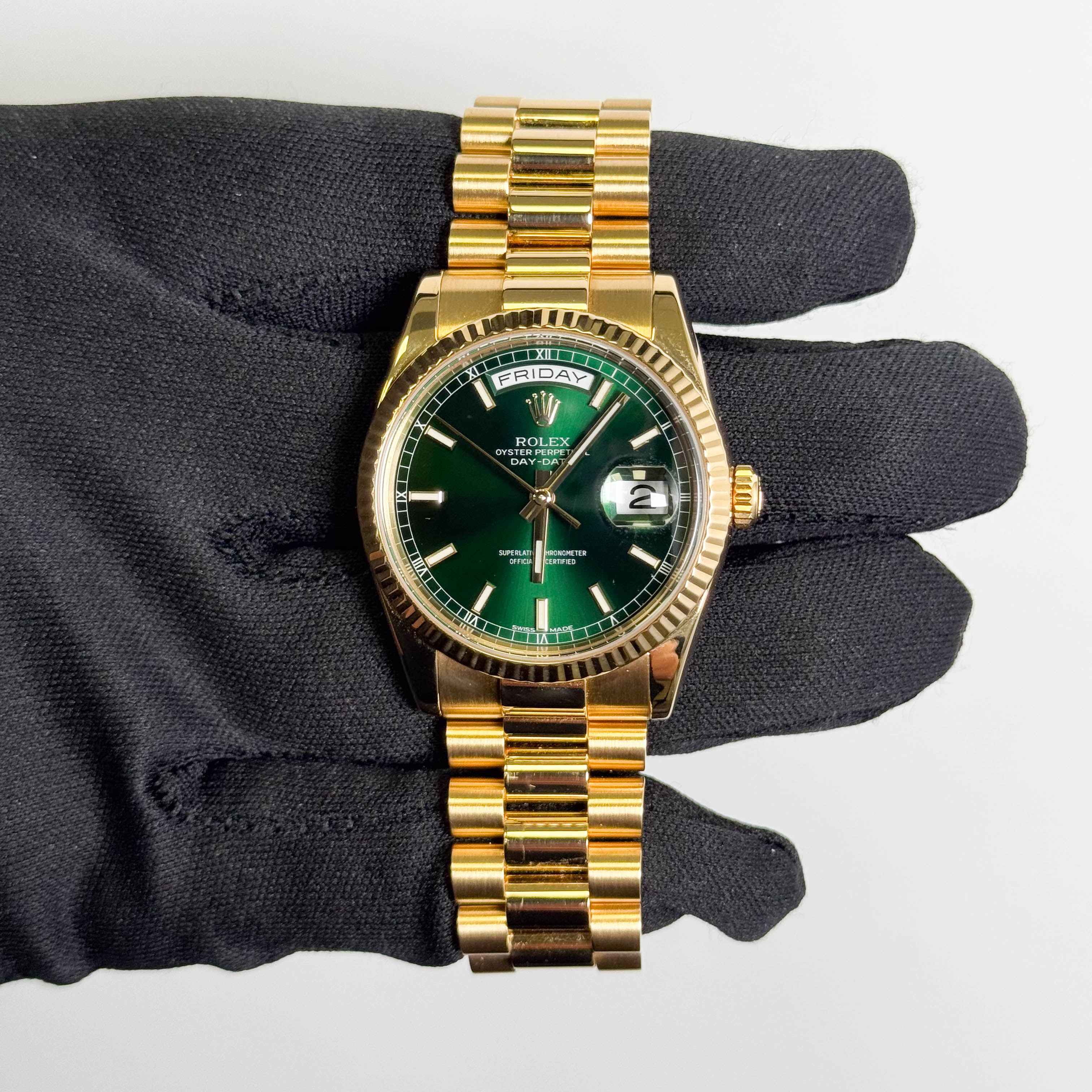 Rolex Day-Date 36mm Green Dial Watch Ref# 118238 – Happy Jewelers