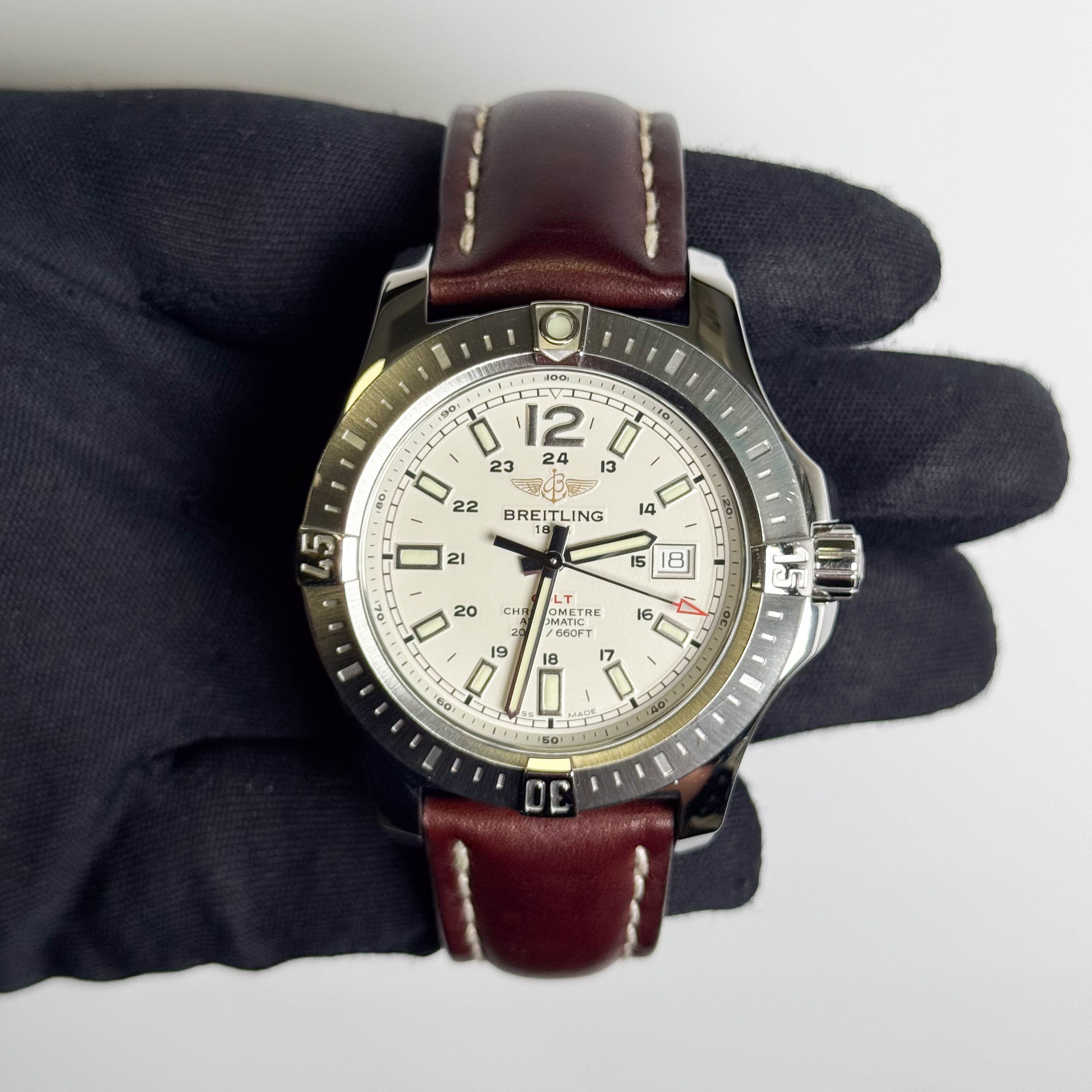 Breitling Colt 44mm White  Dial Watch Ref# A17388