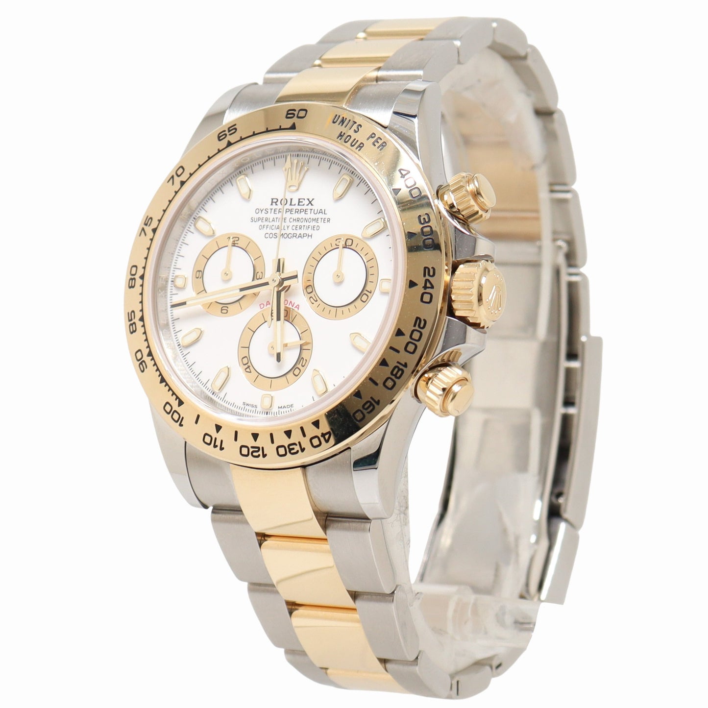 Rolex Daytona 40mm Yellow Gold & Stainless Steel White Chronograph Dial Watch Reference# 116503 - Happy Jewelers Fine Jewelry Lifetime Warranty