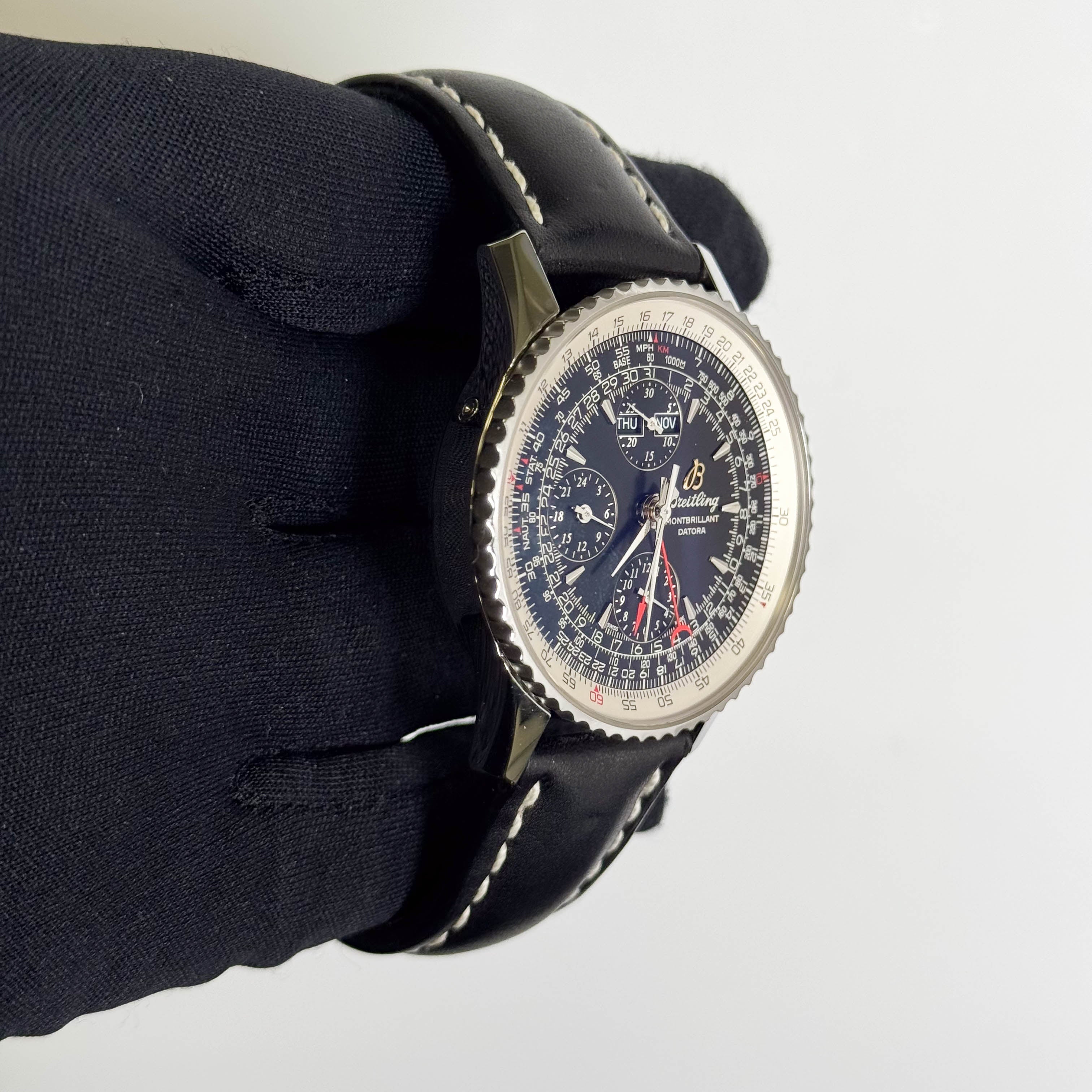 Breitling Montbrilliant Datora 43mm Black Dial Watch Ref # A21330 - Happy Jewelers Fine Jewelry Lifetime Warranty