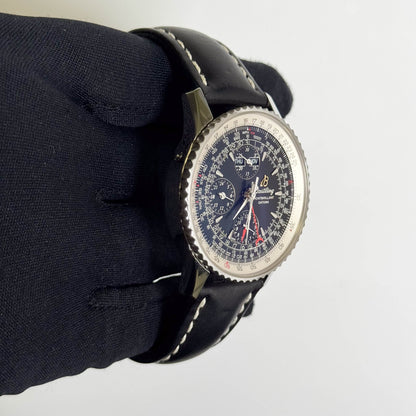 Breitling Montbrilliant Datora 43mm Black Dial Watch Ref # A21330 - Happy Jewelers Fine Jewelry Lifetime Warranty