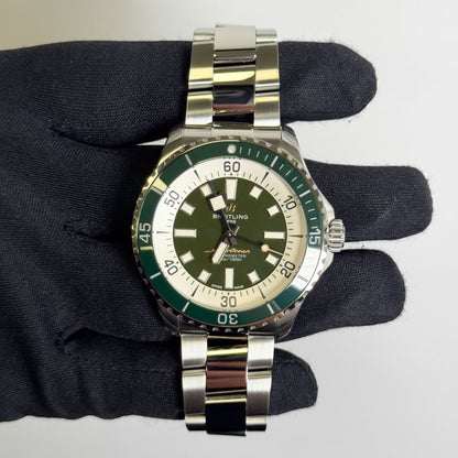 Breitling Superocean 44mm Green/White Stick Dial Watch Ref# A17376 - Happy Jewelers Fine Jewelry Lifetime Warranty