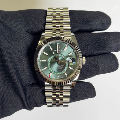 Rolex Sky-Dweller 42mm Green Dial Watch Ref# 336934