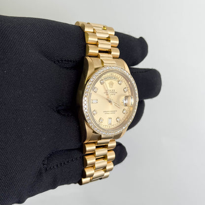 Rolex Day-Date 36mm Champagne Diamond Dial Watch Ref# 18238
