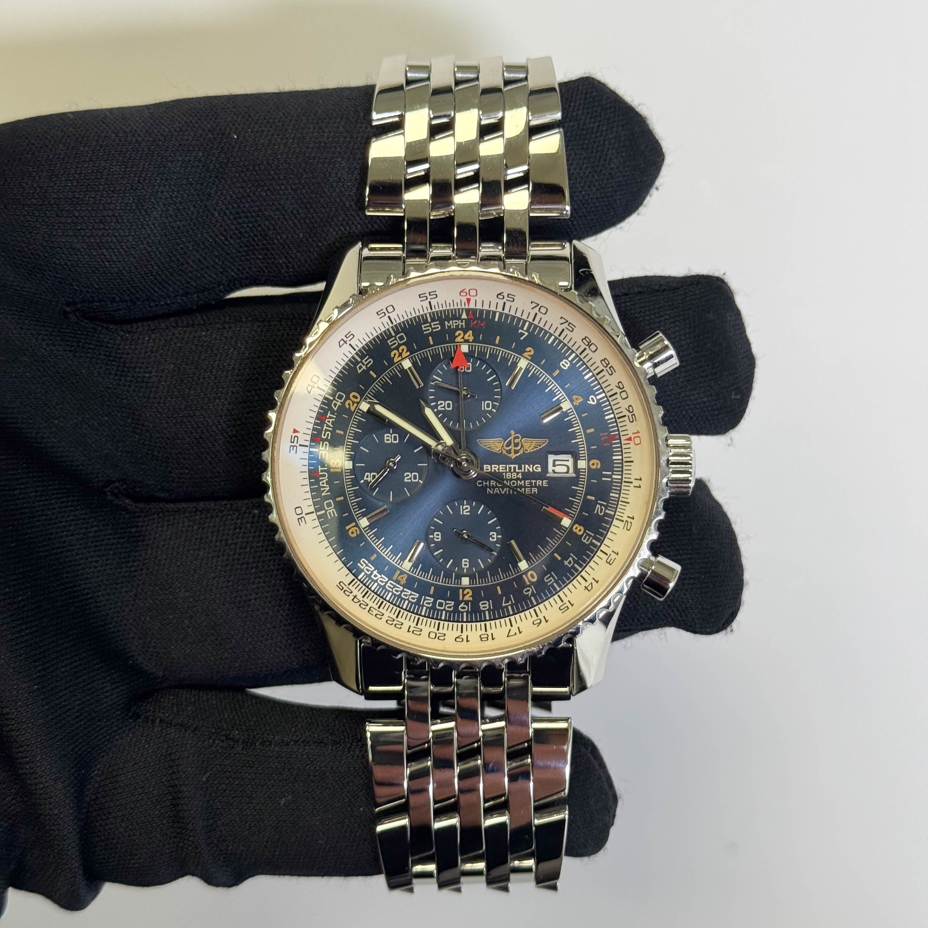 Breitling Navitimer 46mm Blue Dial Watch Ref# A24322 - Happy Jewelers Fine Jewelry Lifetime Warranty