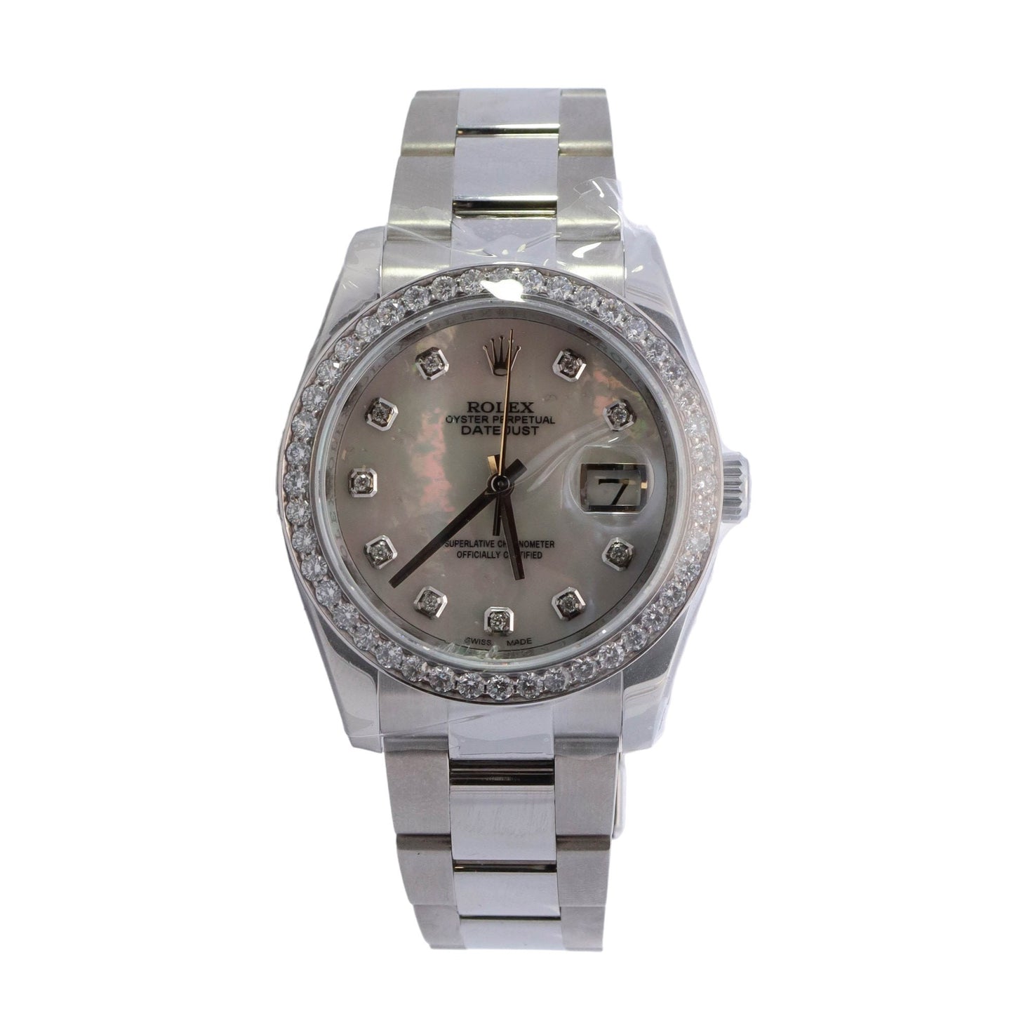 Rolex Datejust 36mm Stainless Steel White MOP Diamond Dial Watch Reference #: 116234 - Happy Jewelers Fine Jewelry Lifetime Warranty