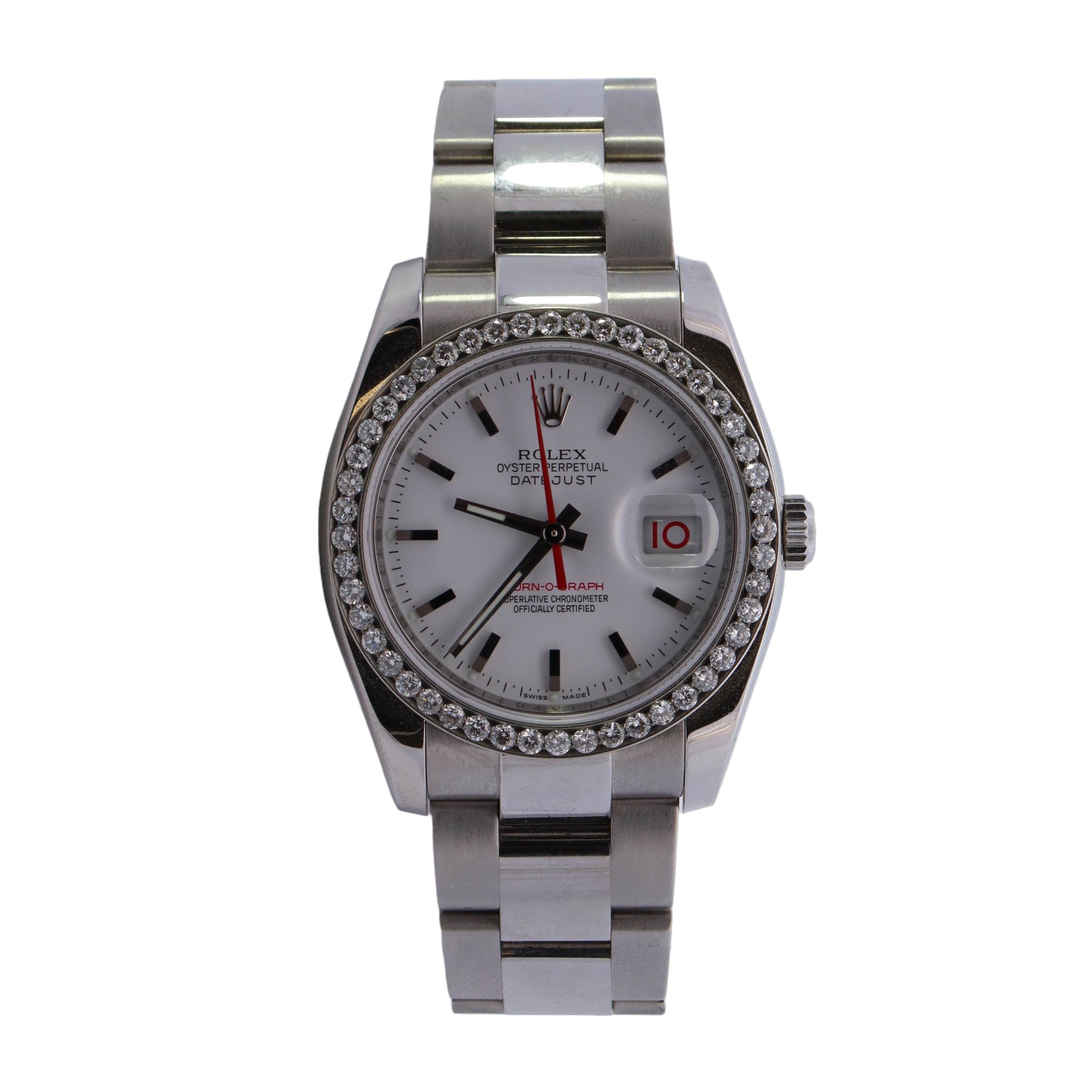 Rolex Datejust Stainless Steel 36mm White Stick Dial Watch Reference #: 116264 - Happy Jewelers Fine Jewelry Lifetime Warranty