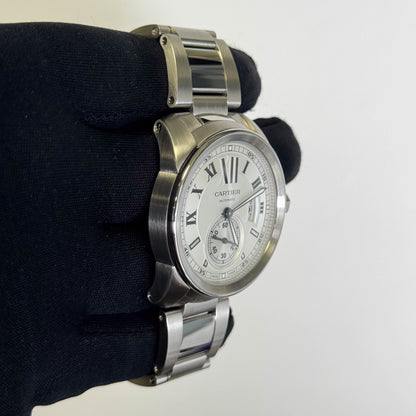 Cartier Calibre De Stainless Steel 42mm Silver Roman Dial Watch Ref# W7100015 - Happy Jewelers Fine Jewelry Lifetime Warranty