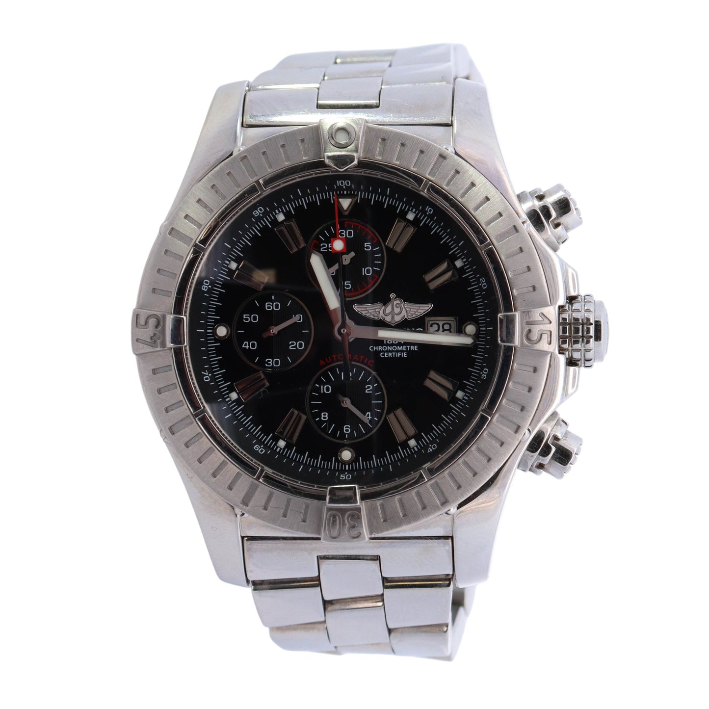 Breilting Super Avenger Stainless Steel 48mm Black Chronograph Dial Watch Reference #: A13370 - Happy Jewelers Fine Jewelry Lifetime Warranty