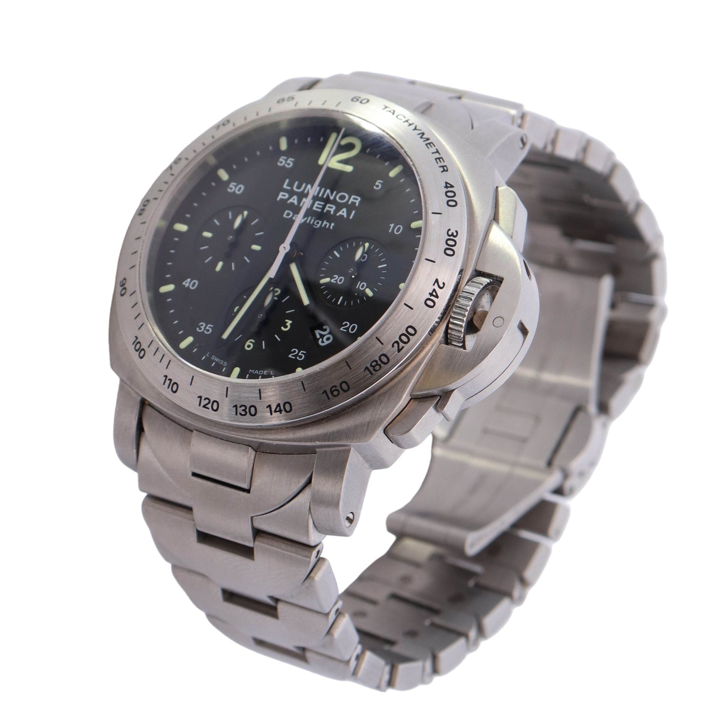 Panerai Daylight Stainless Steel 44mm Black Chronograph Dial Watch  Reference #: PAM00250 - Happy Jewelers Fine Jewelry Lifetime Warranty