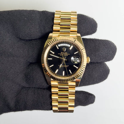 Rolex Day-Date 40mm Black Dial Watch Ref# 228238