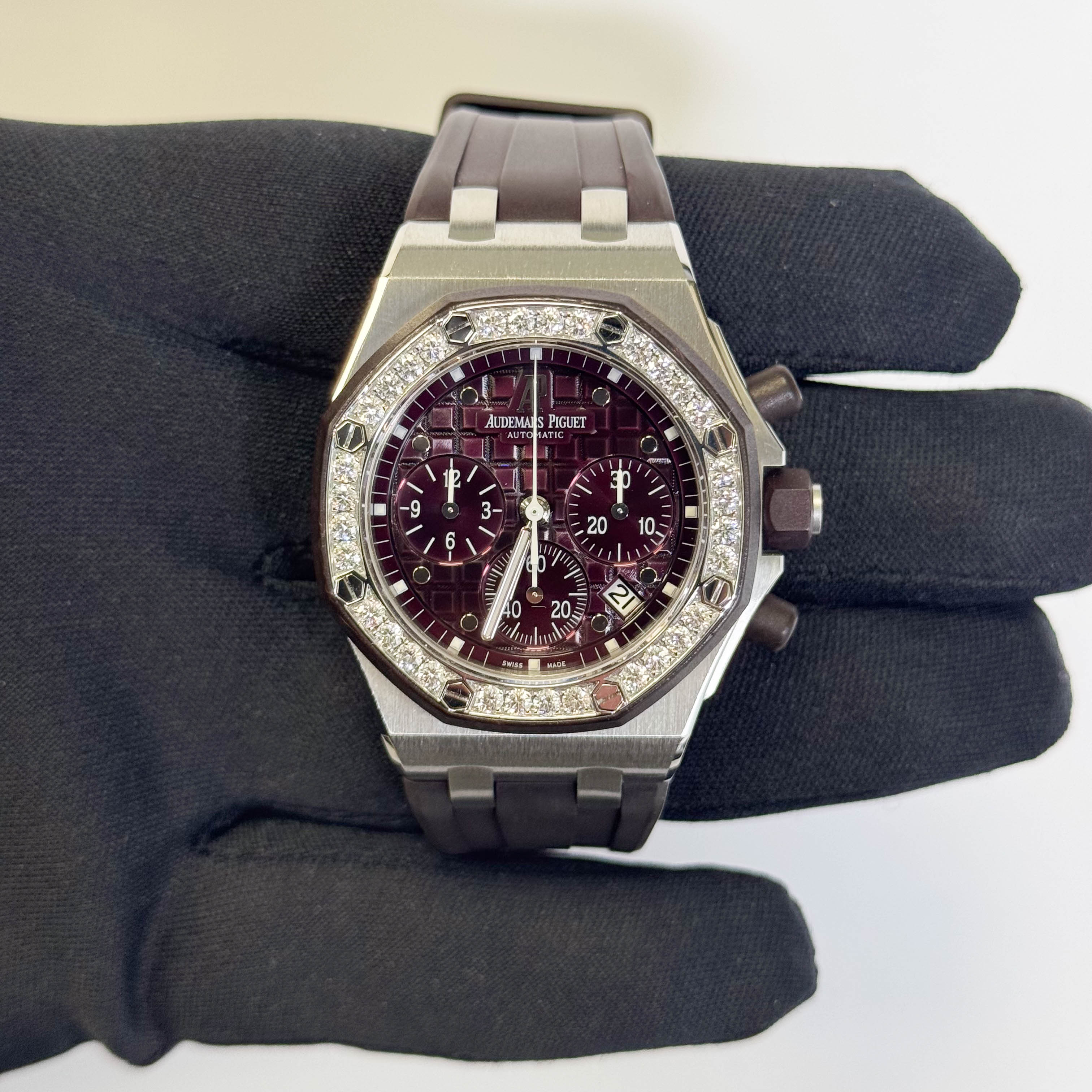Audemars Piguet Royal Oak Offshore 37mm Purple Dial Watch Ref# 26048SK.ZZ.D066CA.01 - Happy Jewelers Fine Jewelry Lifetime Warranty