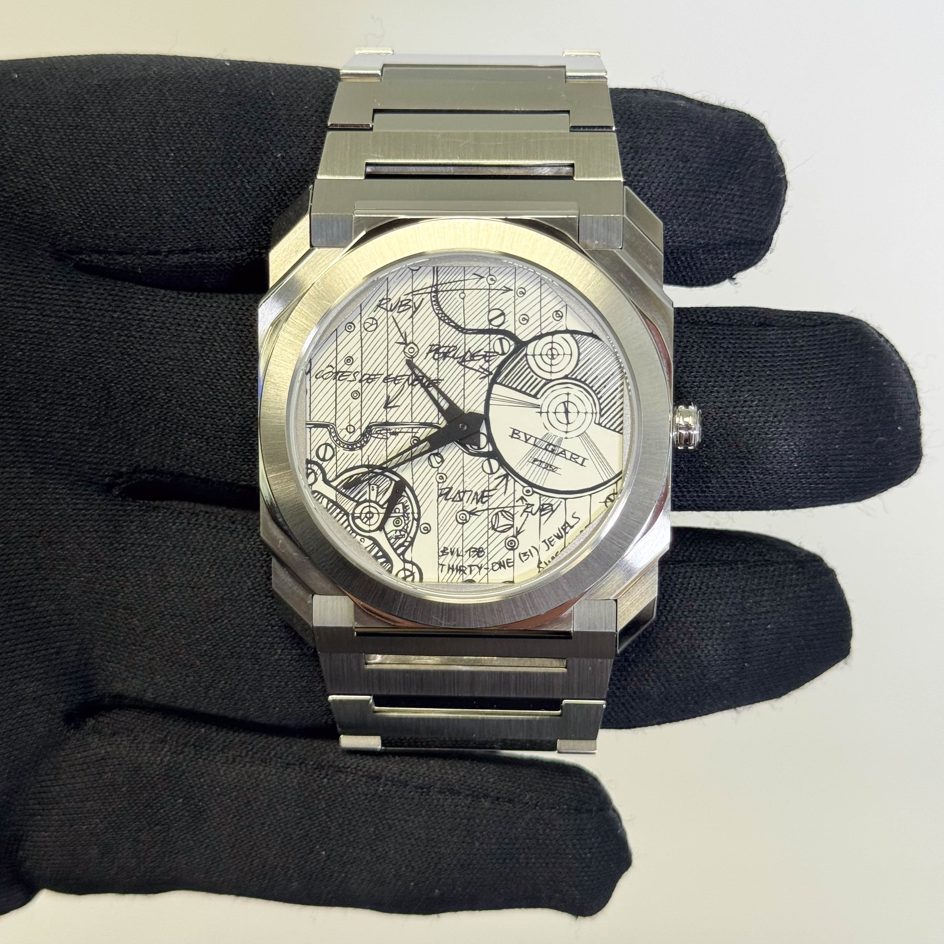 Bvlgari Octo Finissimo Sketch Stainless Steel 40mm Sketch Dial Watch Ref# 104163 - Happy Jewelers Fine Jewelry Lifetime Warranty